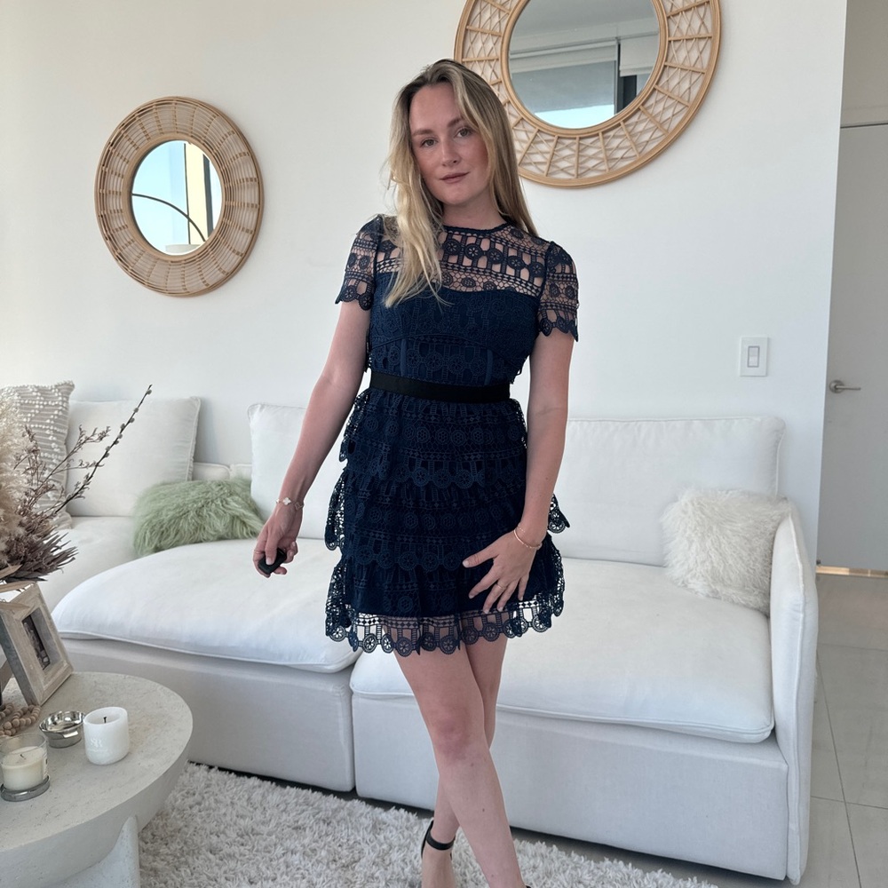 Self portrait blue mini dress